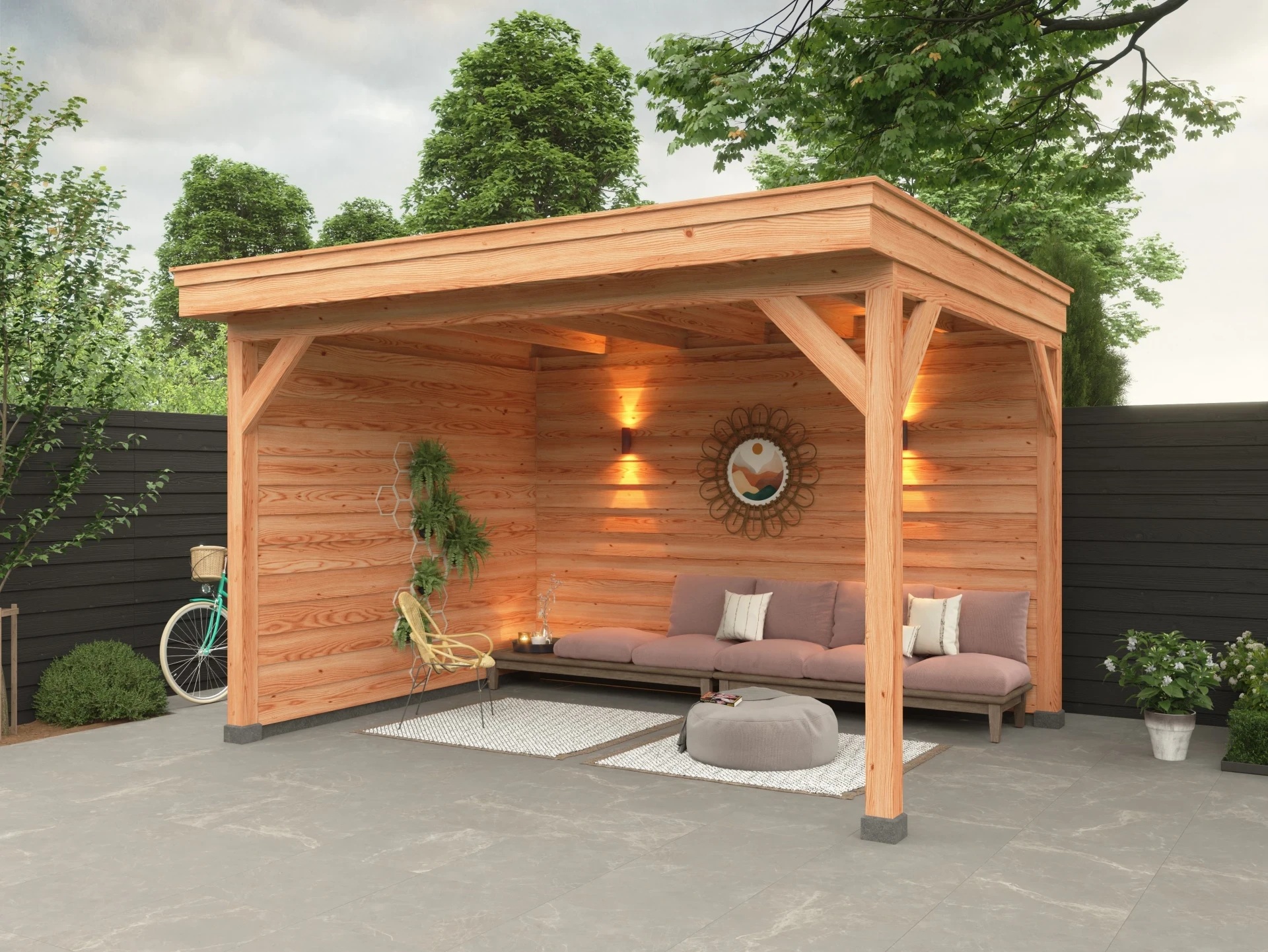Douglas overkapping, 400 x 300, Met achterwand en twee zijwanden, Westwood DIY - Afbeelding 2